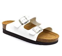GRUNLAND Hola CB2445 11 Bianco Ciabatte Donna Estive Zeppa Rialzata Sughero Naturale Fasce Fibbie (36)