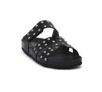 CB0738 GRUNLAND Sara Ciabatta Donna 2 Fasce Borchie BIRK col Nero Vera Pelle Sottopiede Soft Nero 37