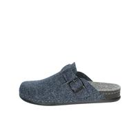 Grunland Reps CI1016 A6 Blu Grigio Uomo Ciabatte Pantofole Tirolesi in Lana Cotta Feltro Calde Suola in Gomma Fibbia Regolabile Invernali (Numeric_44)