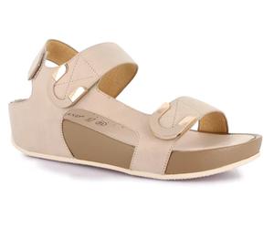 GRUNLAND SA1996-C9 DIRA SANDALI SCARPE DONNA TRIPLO STRAPPO ECOPELLE BEIGE