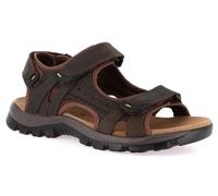 GRUNLAND SA2619-M4 MELT SANDALI SCARPE UOMO TRIPLO STRAPPO PELLE ECOPELLE MORO