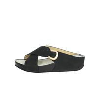 CI1580 GRUNLAND DIRA Ciabatta Donna col Nero con Incrocio E STRAPPIO Regolabile Zeppa Soft Nero 41