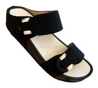 GRUNLAND SANDALI donna eleganti Comfort regolabile ALY due strappi ciabatta estate e cerimonie plantare re-soft (nero due strappi, Sistema Taglie Calzature EU, Adulto, Donna, Numero, Media, 38)