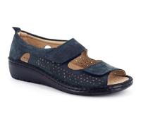 GRUNLAND Sandali donna pelle forata regolabile con doppio strappo sandali scarpe calzata comoda 86188 - Made in itlay (blu, Sistema Taglie Calzature EU, Adulto, Donna, Numero, Media, 38)