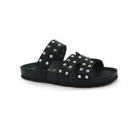 GRUNLAND vegan SARA ciabatte donna nere H fascia velcro borchie - Colore: Nero, Taglia: 37