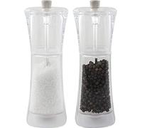 Grunwerg Gmill SP-9175 - Set macina sale e pepe in acrilico, 2 pezzi, con macinino regolabile in ceramica, 18 cm, trasparente