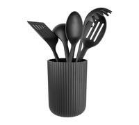 Grunwerg Greenworks Set di 5 pezzi di utensili in PET riciclato, comprende un mestolo per zuppa, un cucchiaio per spaghetti, un cucchiaio per servire, un giradischi e una pentola per utensili, nero
