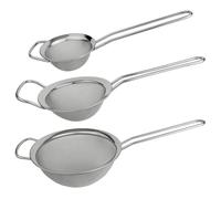 Grunwerg Set di 3 Colini a Maglia Fine in Acciaio Inox | Include colini da 8, 12 e 18 cm con bordo e manici lucidati, ideali per setacciare e filtrare