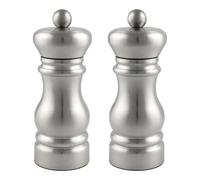 Grunwerg Set di macinini per sale e pepe in acciaio inox a 2 pezzi con macinino regolabile in ceramica, design tradizionale, 11 cm, finitura satinata