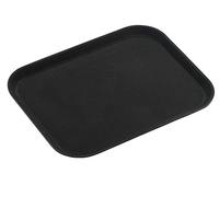 Grunwerg Vassoio per Alimenti Antiscivolo in plastica Super gommata, Rettangolare, 35 x 25 cm, Nero