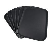 Grunwerg Vassoio per alimenti antiscivolo in plastica super gommata, rettangolare, 45 x 35 cm, nero, confezione da 6