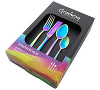 Grunwerg Windsor Set di posate, 16 pezzi, arcobaleno, acciaio inossidabile 18/10, 4 coltelli da tavola, forchette da tavola, cucchiai da dessert, cucchiaini da tè