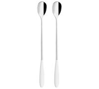 Grunwerg Yin & Yang 2SOS650W - Cucchiai da soda in acciaio inox 18/10, set da 2, colore: bianco