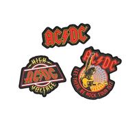 Grupo Erik AC DC Set 3 Toppe Termoadesive | Patch Ricamate per Tessuti | Toppe Adesive, per Personalizzare Zaini, Giacche e Borse, 10 x 11 cm, Regalo Rock Musica