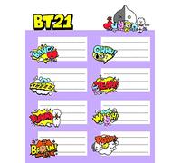 Grupo Erik: Etichette adesive BT21 | Etichette adesive colorate 8x4cm da usare per personalizzare regali, quaderni o altri prodotti di cancelleria, Etichette adesive scuola libri