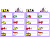 Grupo Erik Adesivi Kawaii | Merchandise ufficiale BT21 | 16 etichette autoadesive (Confezione da 2)