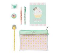 Grupo Erik Super Set di Cancelleria Pusheen Foodie | Pusheen Set Cancelleria - Quaderno - Penna gel colorata - Astuccio Pusheen grande - Graffette ufficio - Evidenziatore - Matita e Temperino