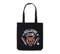 Tote Bag Stranger Things Hellfire Club | Borsa Stranger Things, 37x39 cm, borsa riutilizzabile per la spesa | Borsa Tela riutilizzabile | stranger things gadget, hellfire club stranger things tote bag