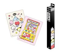 Grupo Erik: Set di 2 Mini Poster BT21 | Pack di 2 Poster da parete dei BT21, 38 x 52 cm, Poster da muro con carta lucida + Adesivo incluso, BT21 Gadget, Poster Kawaii