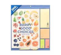 Grupo Erik Planner magnetico per frigorifero, regalo fruttato per la famiglia, calendario magnetico con adesivi, penna, lista della spesa, note adesive, planner familiare 2026, 16 mesi da settembre