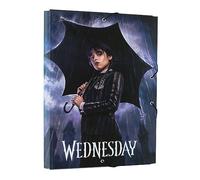 Grupo Erik: Cartellina rigida Mercoledì Addams | Cartella portadocumenti A4 espandibile, 34 x 24,5 cm, Cartella a 3 lembi con elastico, Cartelletta Porta Documenti in cartone, mercoledì addams gadget