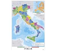 Grupo Erik: Cartina Italia Fisico Politica, 61 x 91,5 cm, Poster Cartina Geografica Italia, Mappa Italia da Muro grande