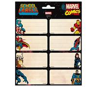 Grupo Erik: Etichette adesive Marvel Avengers | Etichette adesive colorate 8x4cm da usare per personalizzare regali, quaderni o altri prodotti di cancelleria, Etichette adesive scuola libri