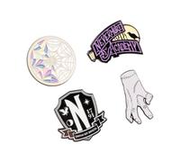 Grupo Erik: Set 4 spille Mercoledì Addams, Pins Wednesday | Per personalizzare vestiti, zaini, borse e creazioni fai da te