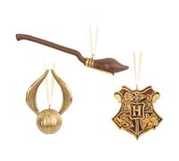 Grupo Erik: Set Decorazioni Natale Harry Potter - Hogwarts, Boccino d'oro & Nimbus 2000 | Set di 3 Addobbi Natalizi Harry Potter dipinti a mano e con cordoncino, Decorazioni Albero Harry Potter