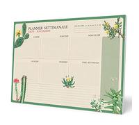 Grupo Erik Planner Settimanale da Tavolo A3 in Italiano Botanical Cacti - Planning Settimanale Orizzontale con 54 Fogli a Strappo, Spazi per Ogni Giorno e Note | Weekly Planner, To Do List Planner