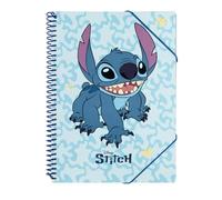 Grupo Erik: Portalistino A4 Disney Stitch, Raccoglitore porta documenti con 30 buste, elastico e copertina flessibile, 32 x 25,5 cm, Cancelleria Stitch, Stitch Gadget