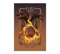 Grupo Erik: Poster House of The Dragon - Fire will reign | Poster da parete Trono di Spade, 61 x 91,5 cm, Poster da muro con carta lucida e incorniciabile, Poster Game of Thrones
