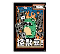 Grupo Erik: Poster Ketnipz Beanzilla | Poster da parete di Ketnipzin versione Godzilla, 61 x 91,5 cm, carta lucida, Poster da muro incorniciabile, Ketnipz Gadget