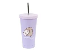Grupo Erik Pusheen Bicchiere Termico Acciaio Inox 550 ml con Cannuccia | Doppia Parete, Senza BPA, Thermos con Cannuccia, Gatto Gadget, Idea Regalo Kawaii