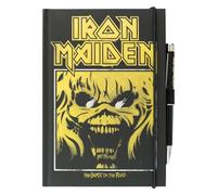 Grupo Erik: Quaderno e penna proiettore Iron Maiden | Quaderno A5 con copertina rigida, penna proiettore e chiusura elastica, quaderno 180 pagine, ideale come Iron Maiden Gadget
