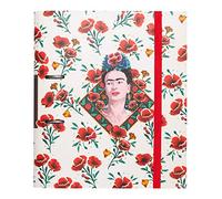 Grupo Erik: Raccoglitore A4 ad anelli Frida Kahlo Flowers, Raccoglitore a 2 anelli con elastico, copertina rigida in cartone,32x27cm / Raccoglitore A4,Cartellina porta documenti con elastico