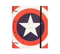 Grupo Erik: Raccoglitore A4 Marvel Capitan America, Raccoglitore a 4 anelli con elastico e copertina rigida in cartone, 32 x 27,5 cm, Cartella Portadocumenti A4, Raccoglitore Marvel