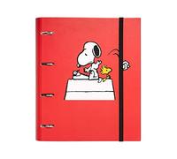 Grupo Erik: Raccoglitore A4 Snoopy, Raccoglitore a 4 anelli con elastico e copertina rigida in cartone, 32 x 27,5 cm, Cartella Portadocumenti A4, Snoopy Gadget, Cancelleria Snoopy, Snoopy accessori