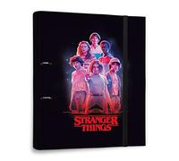 Grupo Erik: Raccoglitore A4 Stranger Things, Raccoglitore a 2 anelli con elastico e copertina rigida in cartone, 32 x 27 cm, Cartellina portadocumenti A4