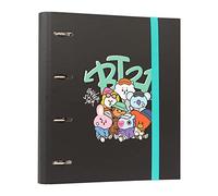 Grupo Erik: Raccoglitore A4 BT21 Street Mood, Raccoglitore a 4 anelli con elastico e copertina rigida in cartone, 32 x 27,5 cm, Cartella Portadocumenti A4, BT21 Gadget