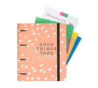 Grupo Erik: Raccoglitore Organizer Glitter Oro | Raccoglitore ad anelli A4 con fogli e divisori, con chiusura elastica, include block di 100 fogli A4, separatori pagine e cartella portadocumenti