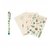 Grupo Erik: Set 3 Quaderni A6 + Penna Biro Botanical Cacti | Pack 3 Quaderni A6 con copertina flessibile, carta 80g/m² e Penna biro elegante con inchiostro nero - Botanical Cacti Collection