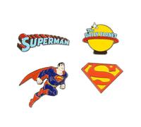 Grupo Erik: Set di 4 Spille da collezione in metallo di Superman, Spille personalizzate DC Comics/Merchandising Ufficiale, Superman 2025, Gadget Supereroi