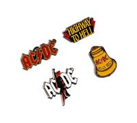Grupo Erik: Set di 4 Spille rock in metallo con design AC/DC Spille personalizzate - Accessori rock, spille gioiello per vestiti, gadget AC/DC