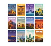 Grupo Erik Wonders Of The World 24 cartoline, libro di cartoline, cartoline da viaggio, 10,5 x 14,7 cm, 12 immagini, 2 di ciascuna, regali di viaggio