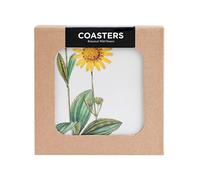 Grupo Erik: Set Sottobicchieri Wild Flowers | Botanical Wild Flowers Collection: Set 4 sottobicchieri quadrati con stampa decorativa, 10x10 cm, retro in sughero e stampa resistente al calore