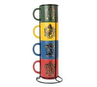 Grupo Erik: Set tazzine caffè Harry Potter | 4 tazze 300 ml di Serpeverde, Grifondoro, Corvonero e Tassorosso, Tazza Colazione, regalo Harry Potter