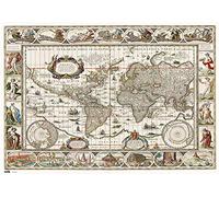 Grupo Erik: Sottomano Mappamondo Antico, Tappetino da scrivania rigido, 49,5 x 34,5 cm, Sottomano scrivania bambini, tappetino interattivo o tovaglietta colazione