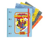 Grupo Erik Raccoglitore ad Anelli A4 Spiderman - Raccoglitore a 4 Anelli con Elastico, Divisori e Copertina Rigida in Polipropilene per la Scuola | Cancelleria Marvel Legends