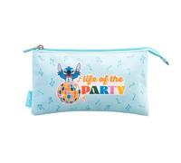 Grupo Erik: Astuccio Triplo Disney Stitch Waves - Astuccio Scuola con 3 Scomparti, Design Estivo, Poliestere/Organizer Penne per Bambini e Adulti
